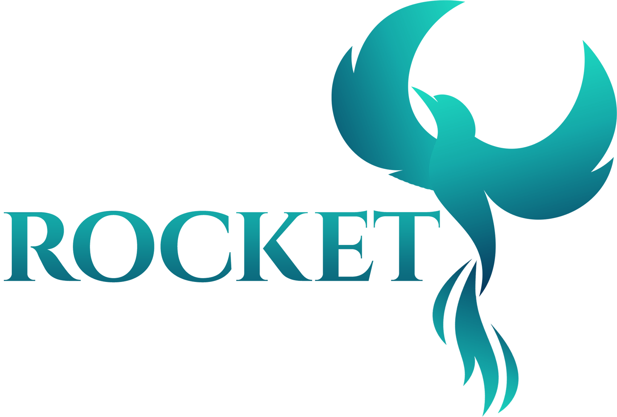 Image of teal bird in flight with ROCKET text